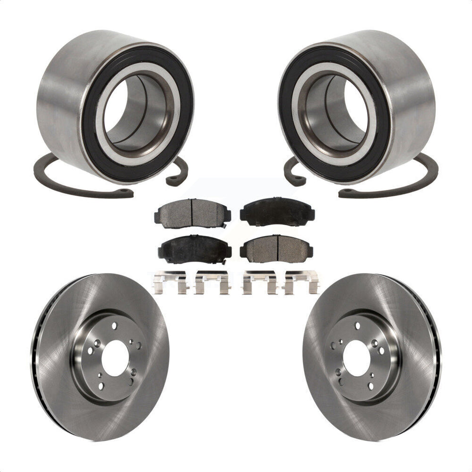 Front Wheel Bearing With Disc Brake Rotors And Semi-Metallic Pads Kit For 2004-2005 Acura TL Automatic transmission KBB-102311