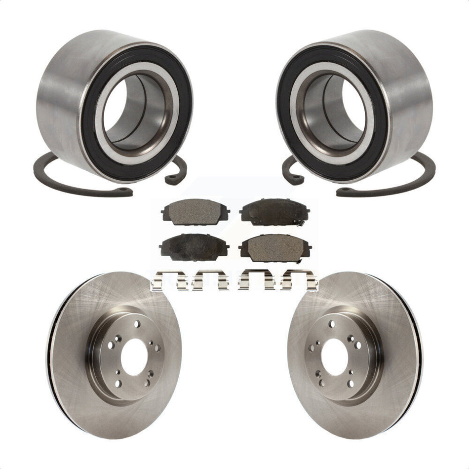 Front Wheel Bearing With Disc Brake Rotors And Semi-Metallic Pads Kit For Honda Civic Acura CSX KBB-102312