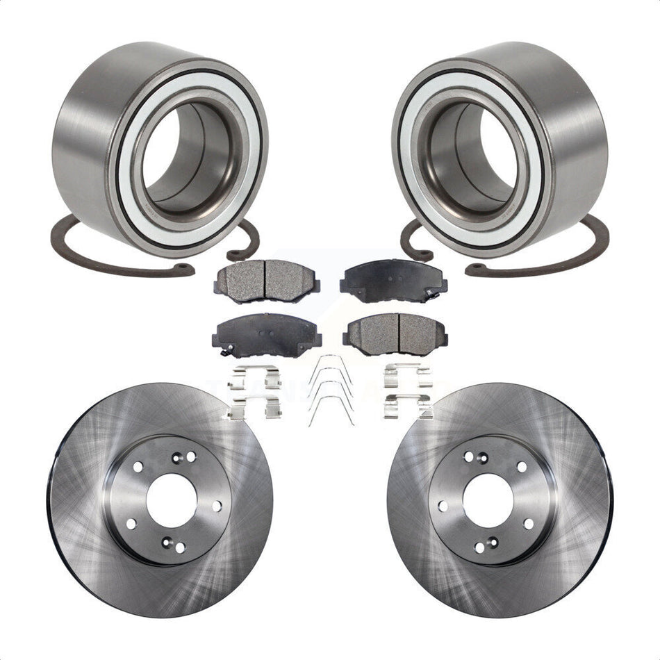 Front Wheel Bearing With Disc Brake Rotors And Semi-Metallic Pads Kit For Honda Element KBB-102315