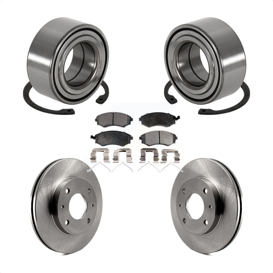 Front Wheel Bearing With Disc Brake Rotors And Semi-Metallic Pads Kit For 1999-2000 Hyundai Sonata KBB-102318