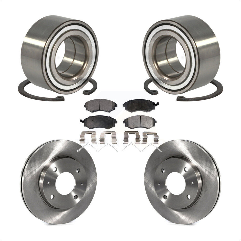 Front Wheel Bearing With Disc Brake Rotors And Semi-Metallic Pads Kit For Hyundai Elantra KBB-102323