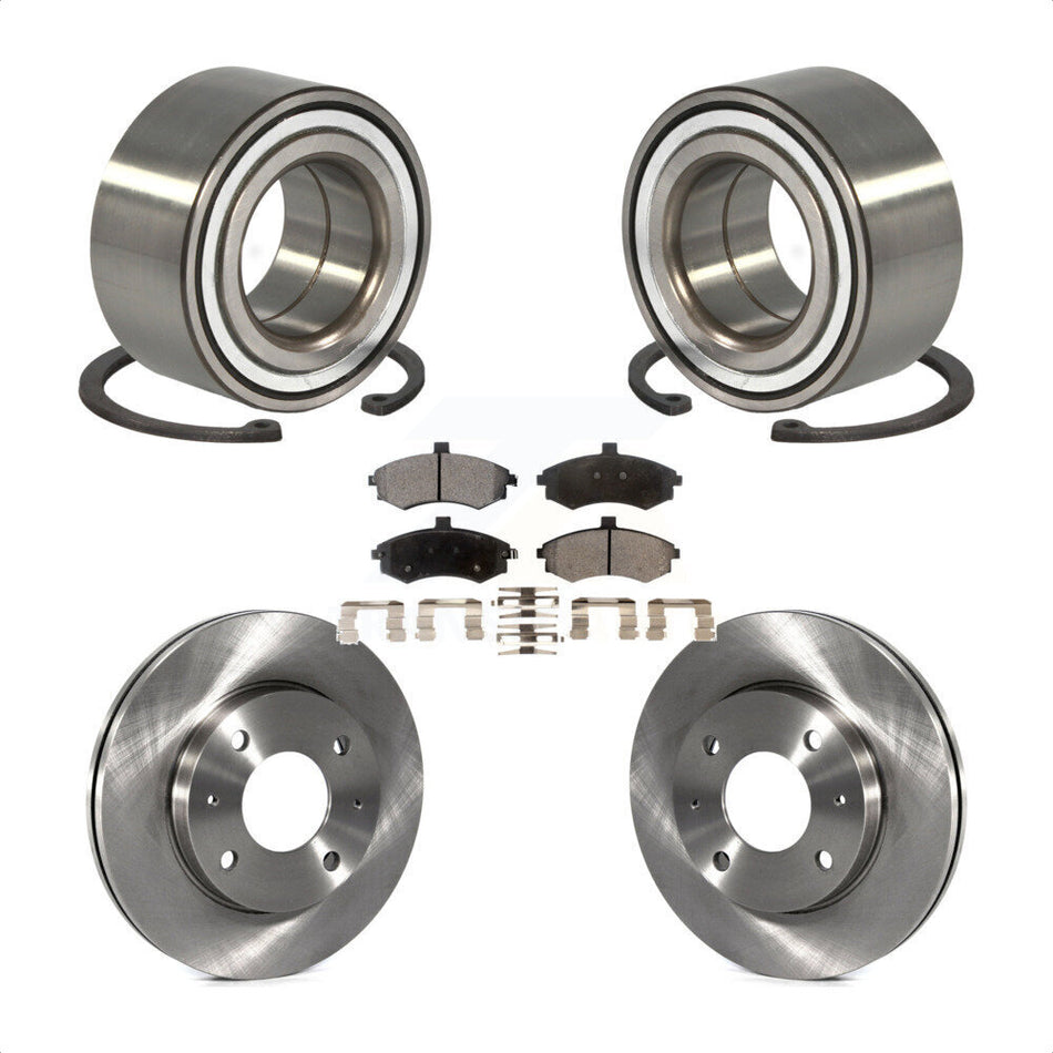 Front Wheel Bearing With Disc Brake Rotors And Semi-Metallic Pads Kit For Hyundai Elantra KBB-102324