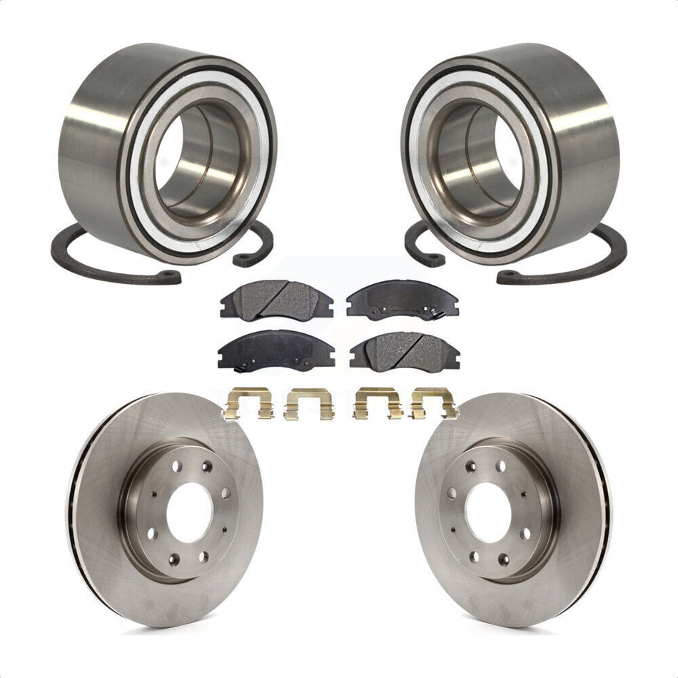 Front Wheel Bearing With Disc Brake Rotors And Semi-Metallic Pads Kit For Kia Spectra Spectra5 KBB-102325