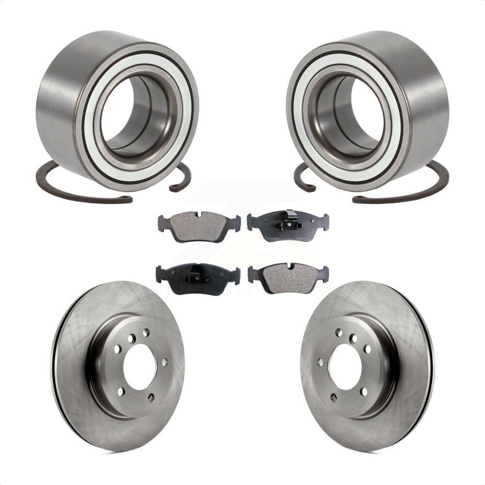 Front Wheel Bearing With Disc Brake Rotors And Semi-Metallic Pads Kit For 2001-2005 BMW 325i 325xi KBB-102327