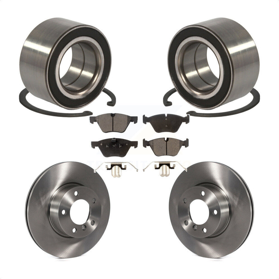 Front Wheel Bearing With Disc Brake Rotors And Semi-Metallic Pads Kit For 2008 BMW 328xi To 08 07 KBB-102337