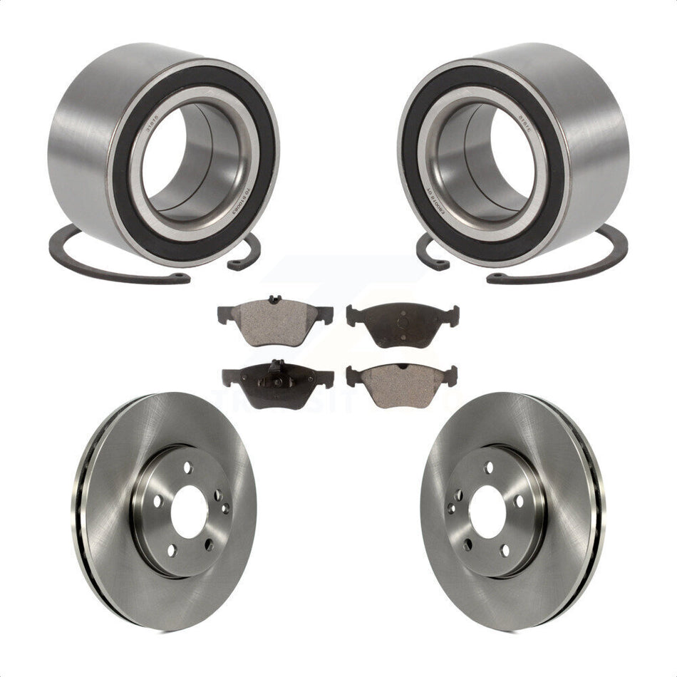 Front Wheel Bearing With Disc Brake Rotors And Semi-Metallic Pads Kit For Mercedes-Benz E350 E320 KBB-102350