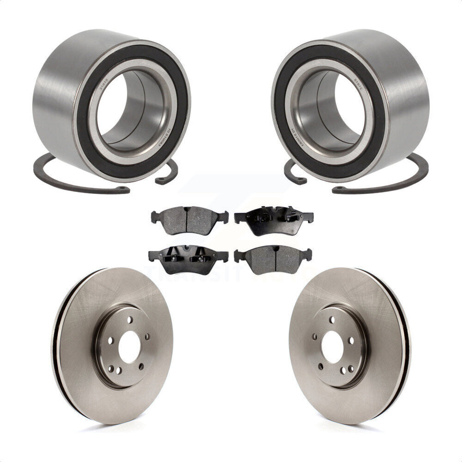Front Wheel Bearing With Disc Brake Rotors And Semi-Metallic Pads Kit For Mercedes-Benz E550 E500 4Matic with AWD KBB-102351