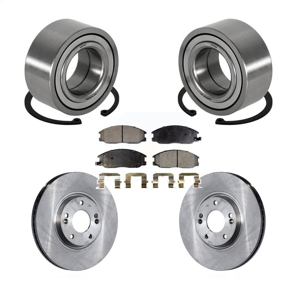 Front Wheel Bearing With Disc Brake Rotors And Semi-Metallic Pads Kit For 2004-2006 Kia Amanti KBB-102352