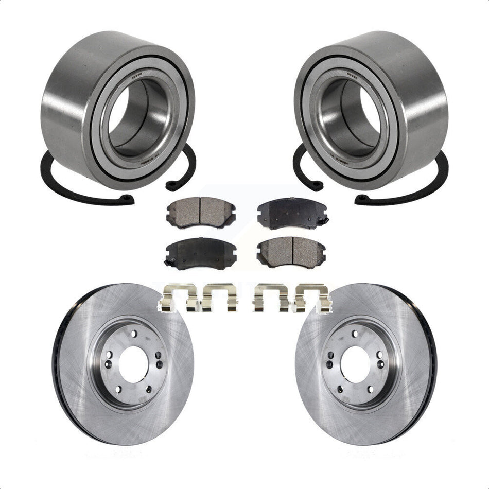 Front Wheel Bearing With Disc Brake Rotors And Semi-Metallic Pads Kit For Hyundai Azera Kia Amanti KBB-102353