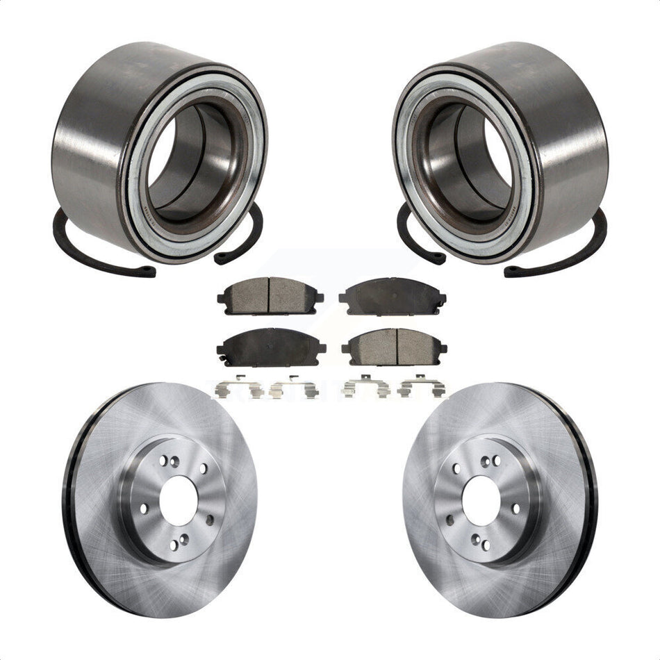 Front Wheel Bearing With Disc Brake Rotors And Semi-Metallic Pads Kit For 2003-2006 Acura MDX KBB-102354