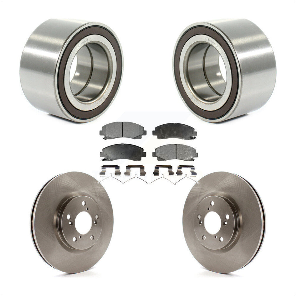 Front Wheel Bearing With Disc Brake Rotors And Semi-Metallic Pads Kit For 2006-2014 Honda Ridgeline KBB-102357