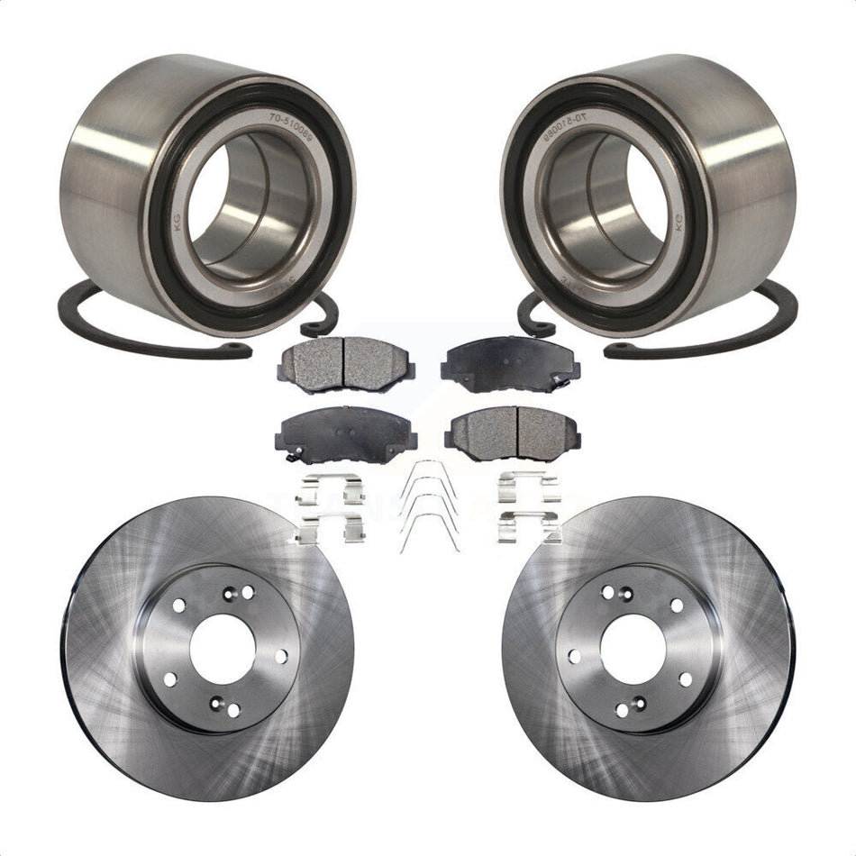 Front Wheel Bearing With Disc Brake Rotors And Semi-Metallic Pads Kit For Honda Civic KBB-102361