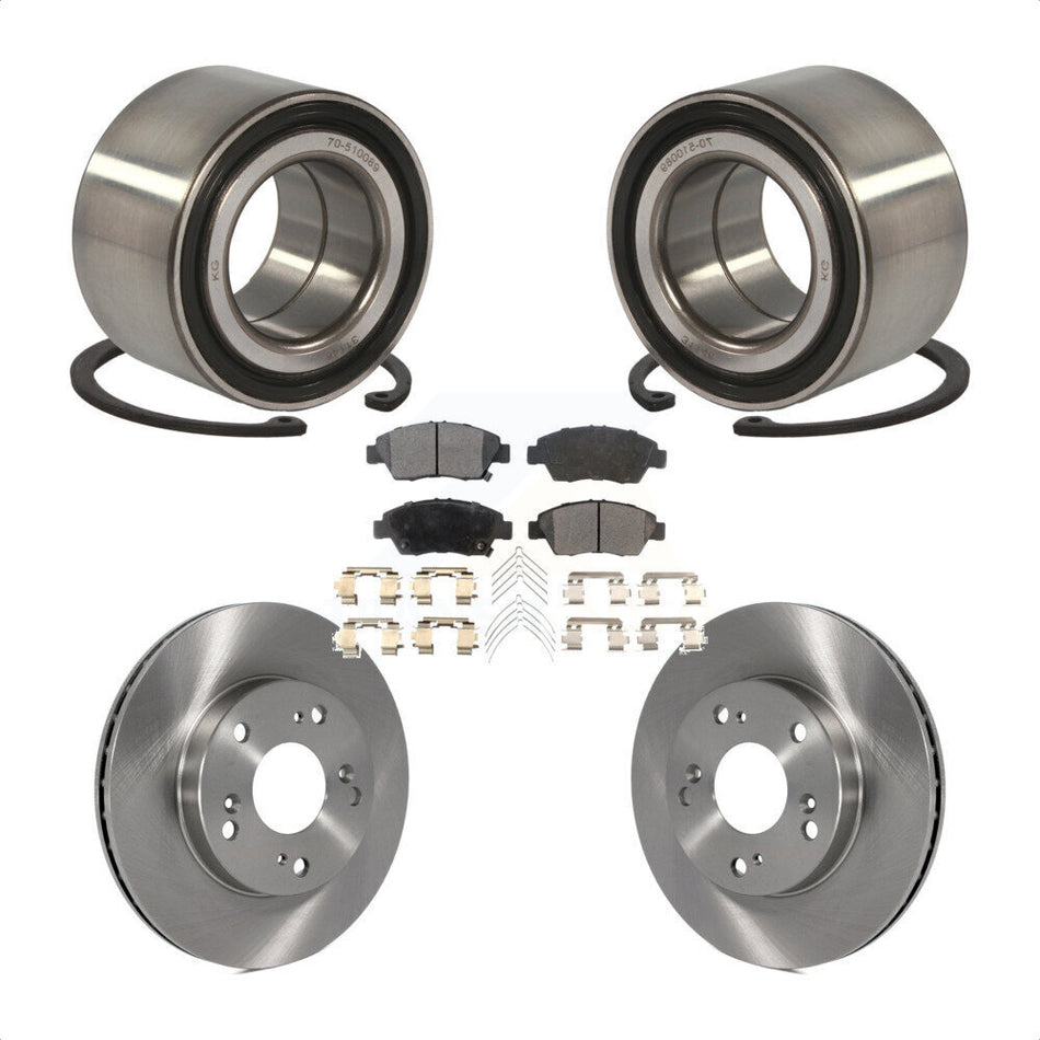 Front Wheel Bearing With Disc Brake Rotors And Semi-Metallic Pads Kit For Honda Civic KBB-102365