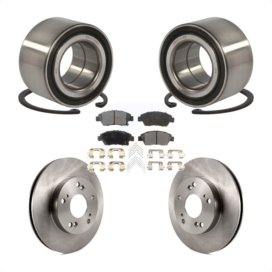 Front Wheel Bearing With Disc Brake Rotors And Semi-Metallic Pads Kit For Honda Civic Acura ILX KBB-102369