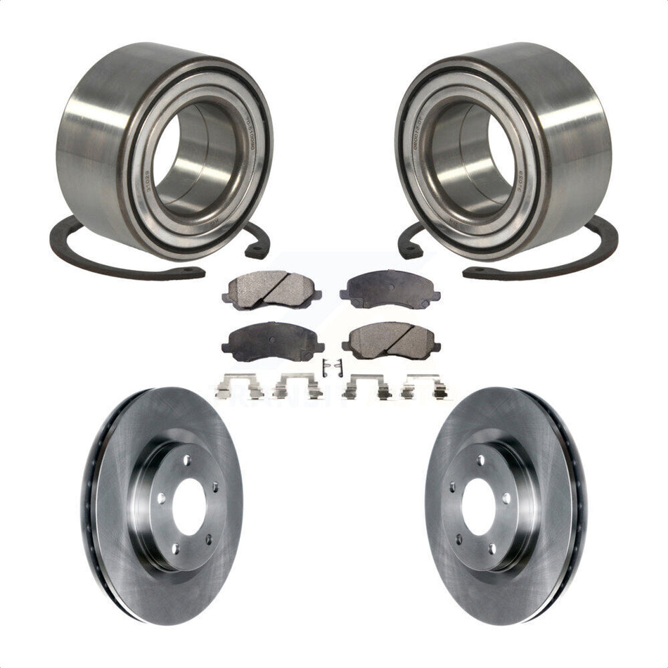 Front Wheel Bearing With Disc Brake Rotors And Semi-Metallic Pads Kit For Jeep Patriot Mitsubishi Compass Dodge Caliber Outlander Sport Lancer RVR KBB-102374