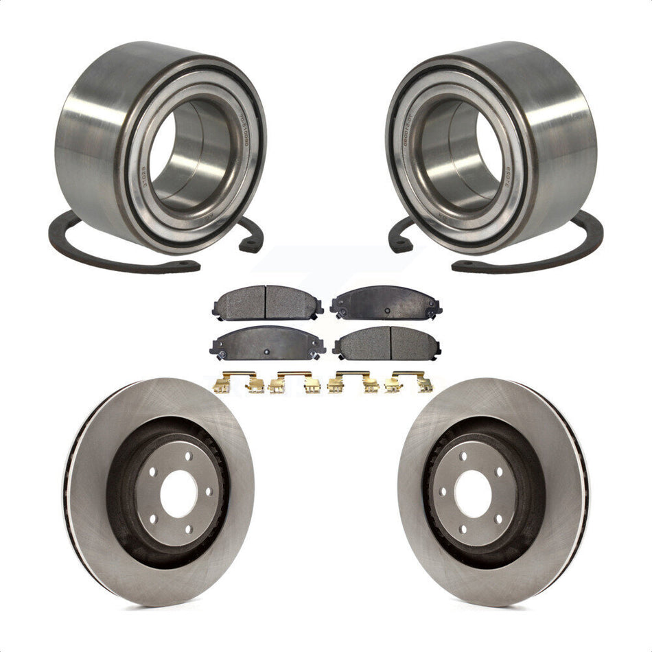 Front Wheel Bearing With Disc Brake Rotors And Semi-Metallic Pads Kit For 2008-2009 Dodge Caliber SRT-4 KBB-102375