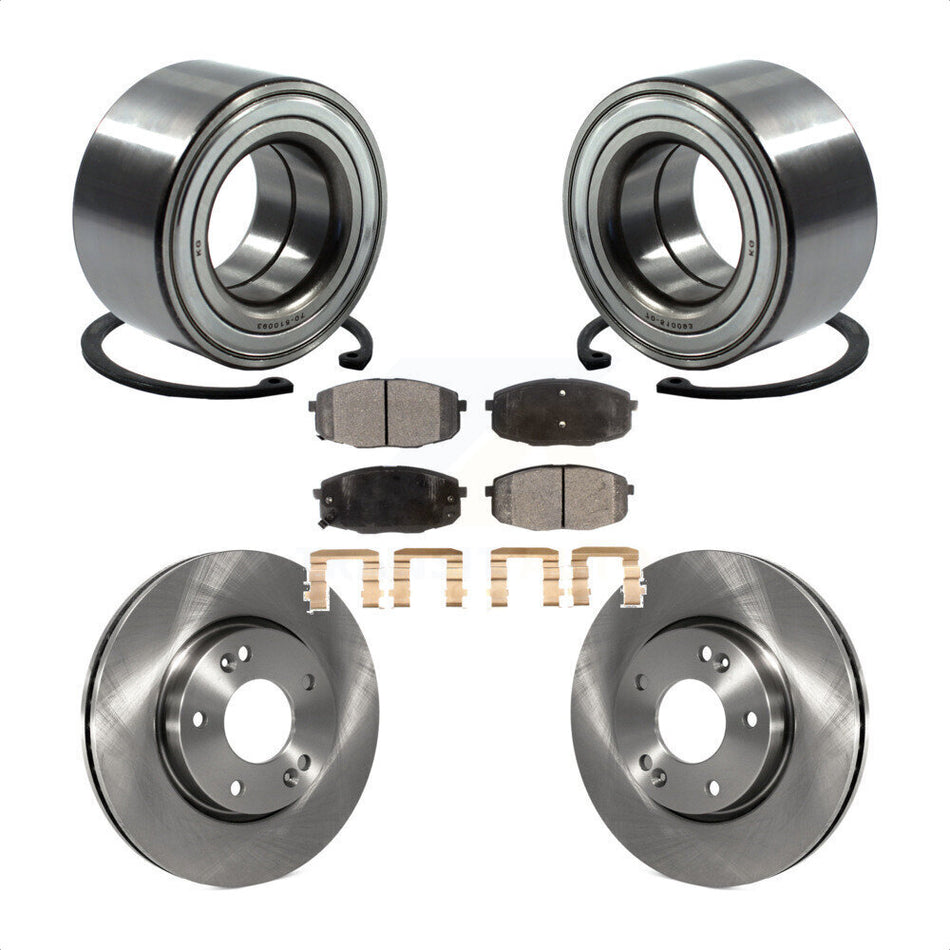 Front Wheel Bearing With Disc Brake Rotors And Semi-Metallic Pads Kit For Hyundai Elantra KBB-102382