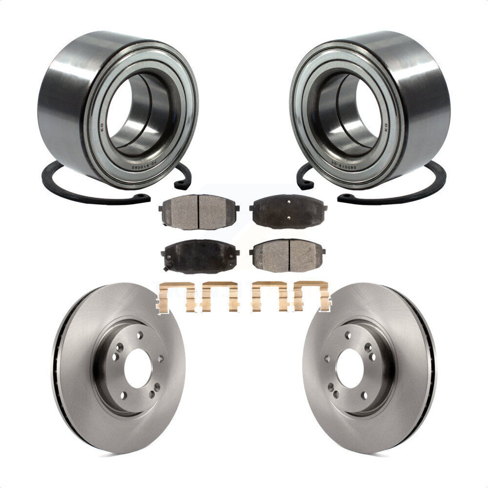 Front Wheel Bearing With Disc Brake Rotors And Semi-Metallic Pads Kit For Kia Forte Koup Forte5 KBB-102384
