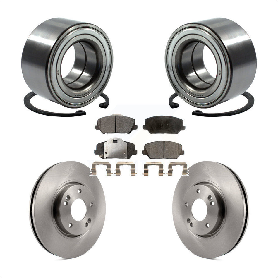 Front Wheel Bearing With Disc Brake Rotors And Semi-Metallic Pads Kit For Kia Forte Forte5 Koup KBB-102387