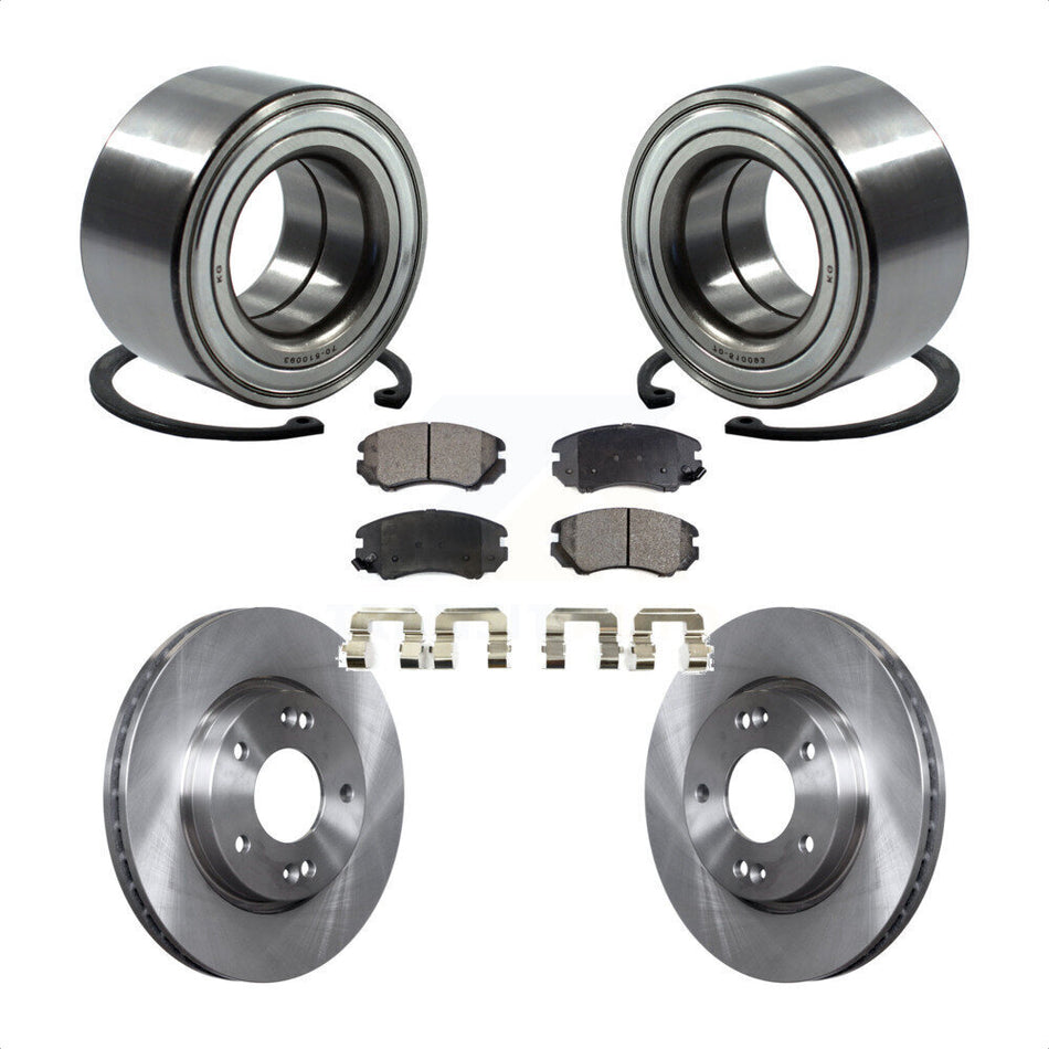 Front Wheel Bearing With Disc Brake Rotors And Semi-Metallic Pads Kit For Hyundai Elantra KBB-102390