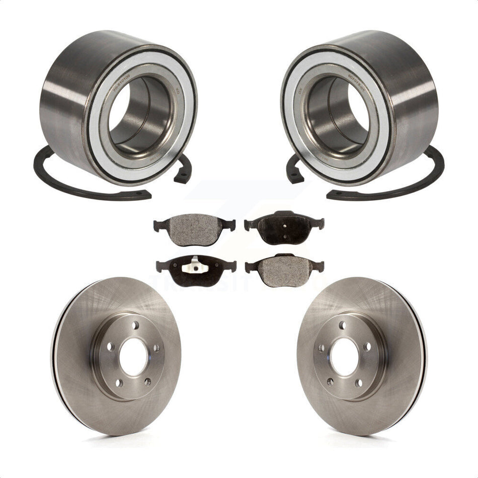 Front Wheel Bearing With Disc Brake Rotors And Semi-Metallic Pads Kit For 2010-2013 Ford Connect KBB-102426
