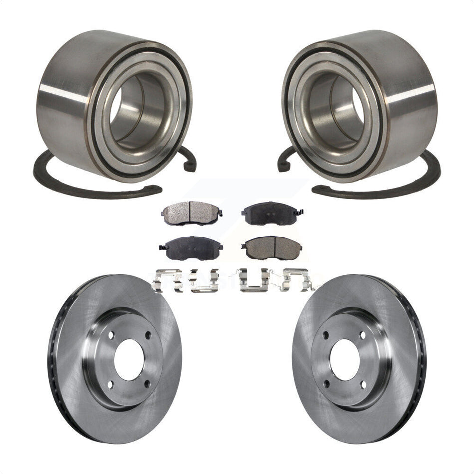 Front Wheel Bearing With Disc Brake Rotors And Semi-Metallic Pads Kit For 2010-2011 Nissan Versa 1.8L KBB-102445