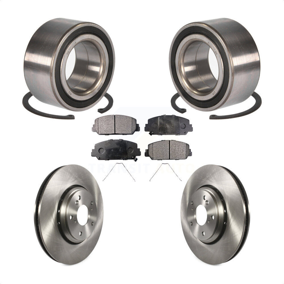 Front Wheel Bearing With Disc Brake Rotors And Semi-Metallic Pads Kit For Honda Accord KBB-102466