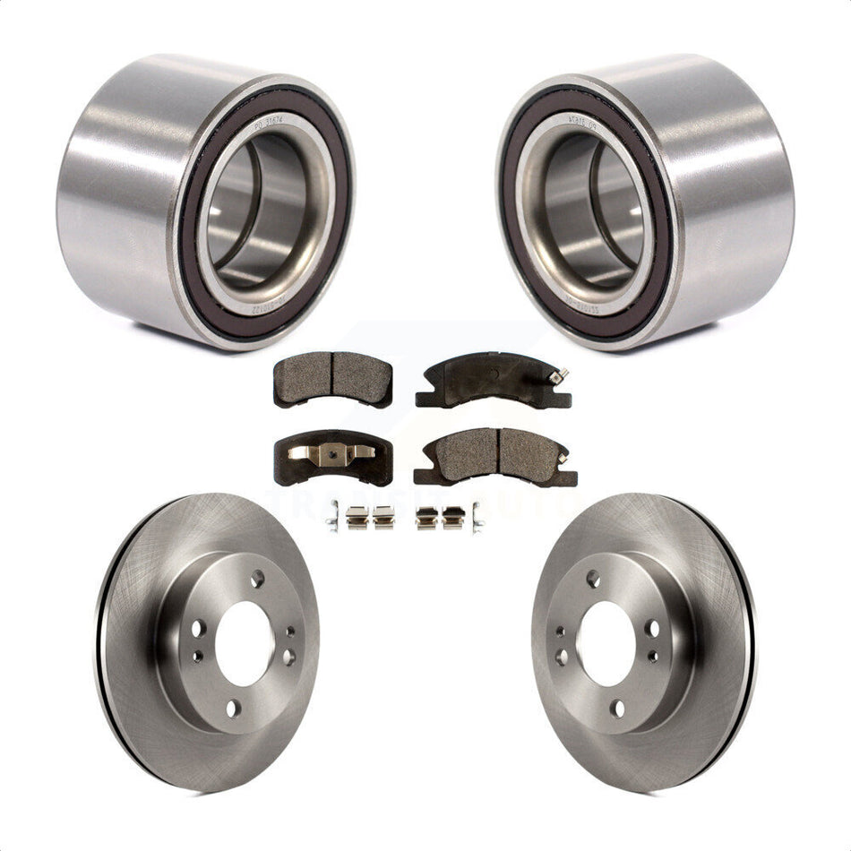 Front Wheel Bearing With Disc Brake Rotors And Semi-Metallic Pads Kit For 2014-2015 Mitsubishi Mirage KBB-102471