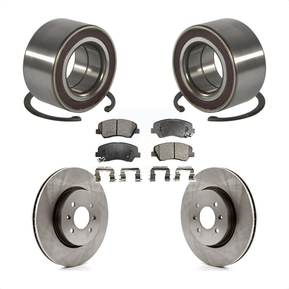 Front Wheel Bearing With Disc Brake Rotors And Semi-Metallic Pads Kit For Kia Rio KBB-102473