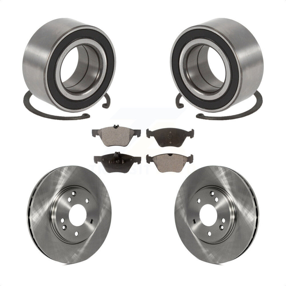 Front Wheel Bearing With Disc Brake Rotors And Semi-Metallic Pads Kit For 1998-2002 Mercedes-Benz E320 4Matic KBB-102485