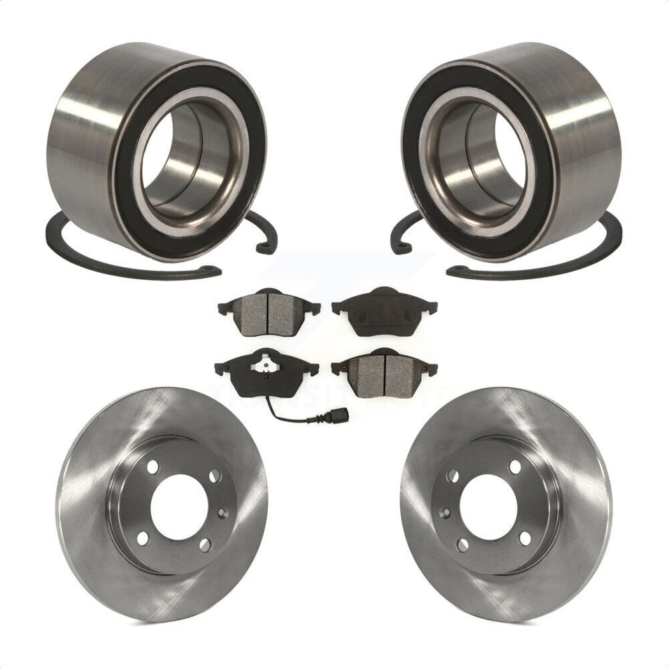 Front Wheel Bearing With Disc Brake Rotors And Semi-Metallic Pads Kit For 1996-1998 Volkswagen Jetta 2.8L 239mm Diameter Rotor KBB-102499