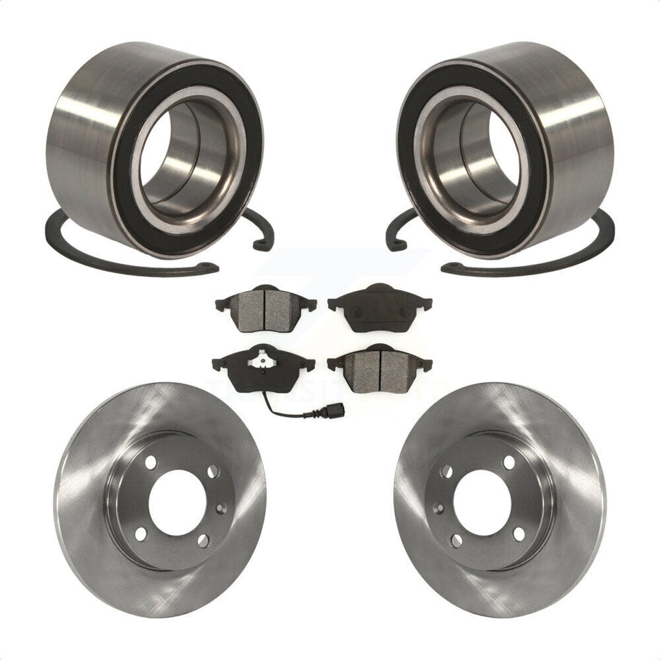 Front Wheel Bearing With Disc Brake Rotors And Semi-Metallic Pads Kit For 1996-1998 Volkswagen Jetta 2.8L 239mm Diameter Rotor KBB-102499