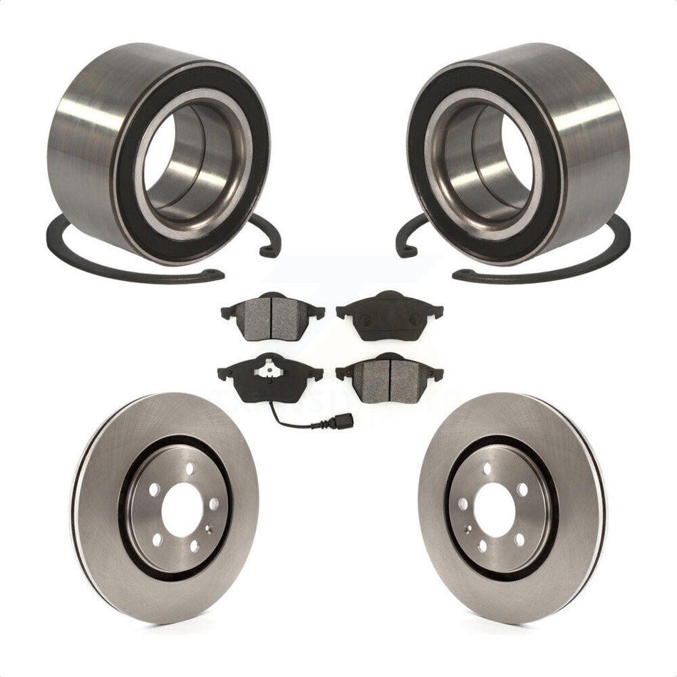 Front Wheel Bearing With Disc Brake Rotors And Semi-Metallic Pads Kit For 1996 Volkswagen Passat 2.8L KBB-102501