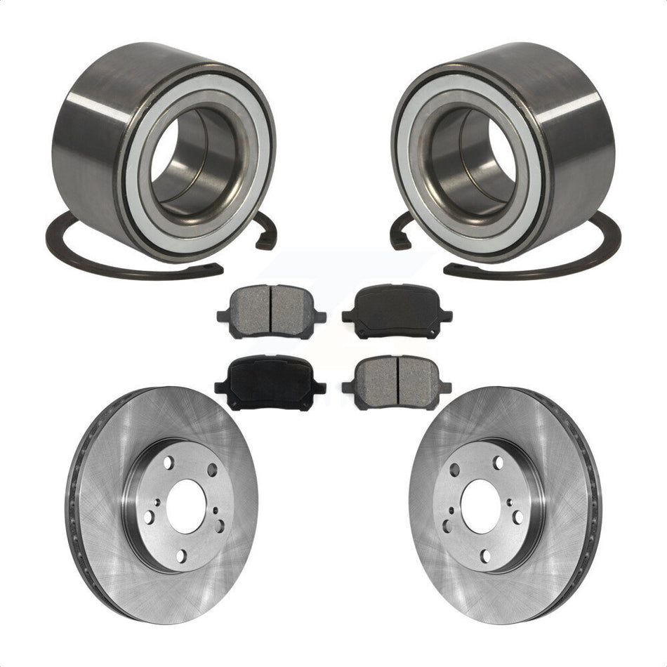 Front Wheel Bearing With Disc Brake Rotors And Semi-Metallic Pads Kit For Toyota Camry Avalon Lexus ES300 Solara KBB-102507
