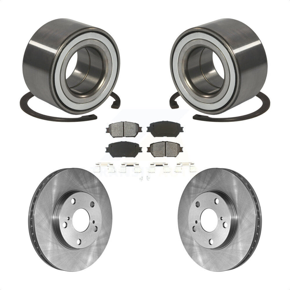 Front Wheel Bearing With Disc Brake Rotors And Semi-Metallic Pads Kit For 2002-2003 Toyota Camry 275mm Diameter Rotor KBB-102508