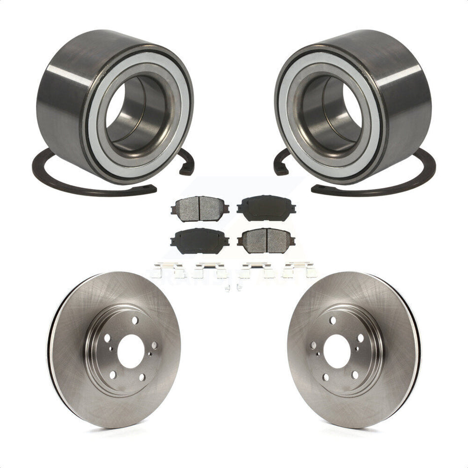 Front Wheel Bearing With Disc Brake Rotors And Semi-Metallic Pads Kit For 2002-2003 Toyota Camry 296mm Diameter Rotor Stepped Hat Design KBB-102512