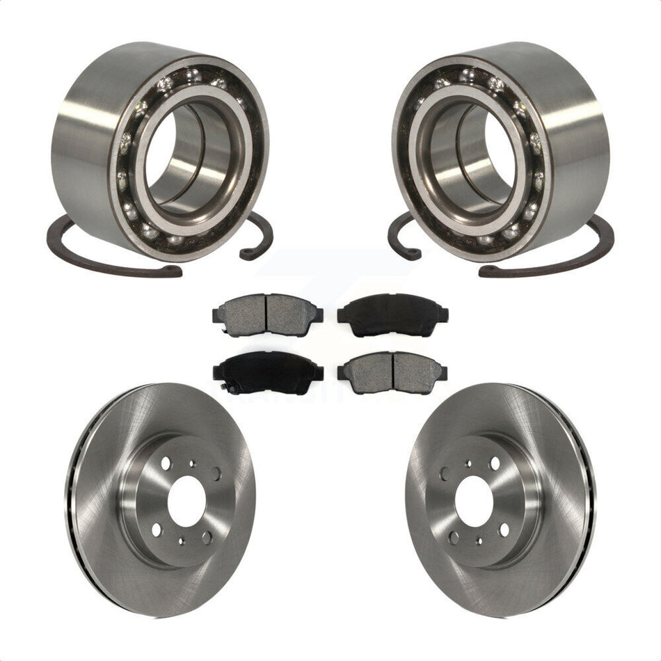 Front Wheel Bearing With Disc Brake Rotors And Semi-Metallic Pads Kit For 1993-1997 Toyota Corolla Geo Prizm KBB-102517