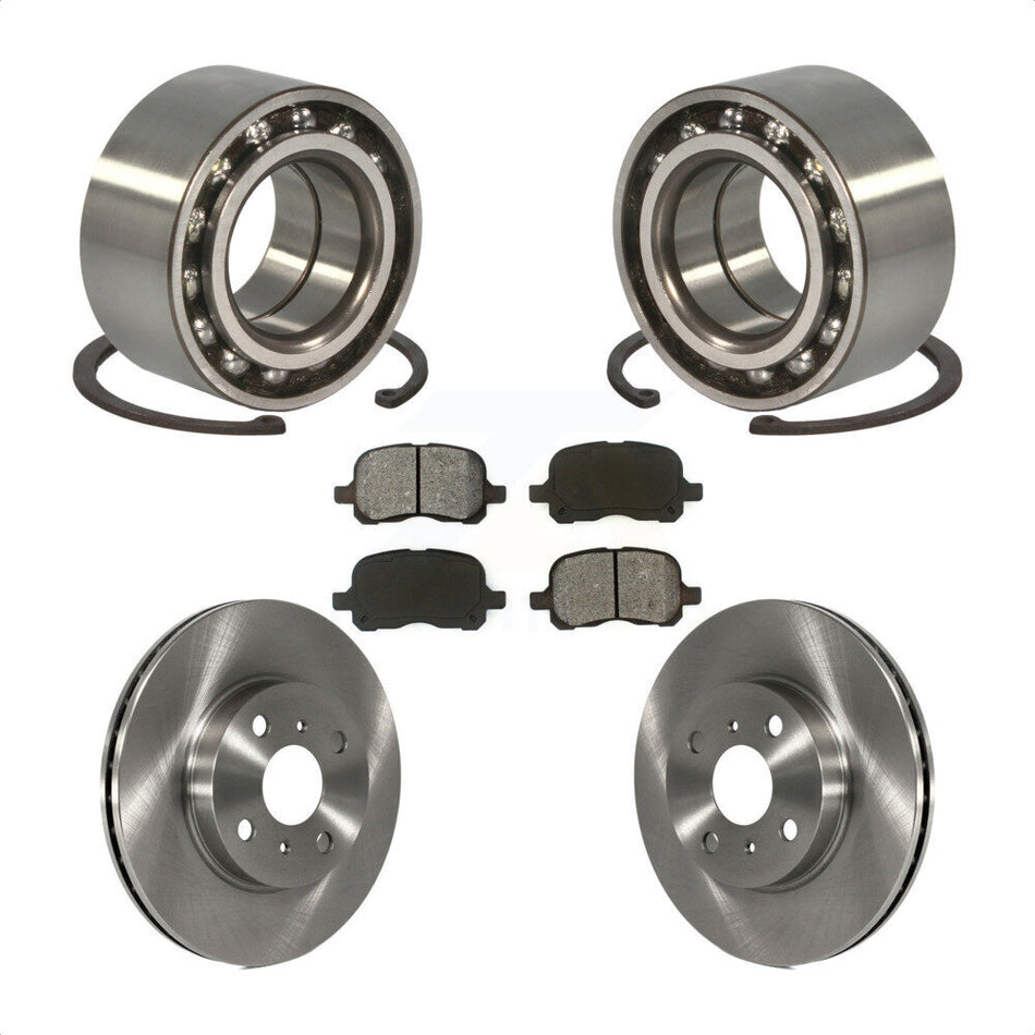 Front Wheel Bearing With Disc Brake Rotors And Semi-Metallic Pads Kit For 1998-2002 Toyota Corolla Chevrolet Prizm KBB-102518