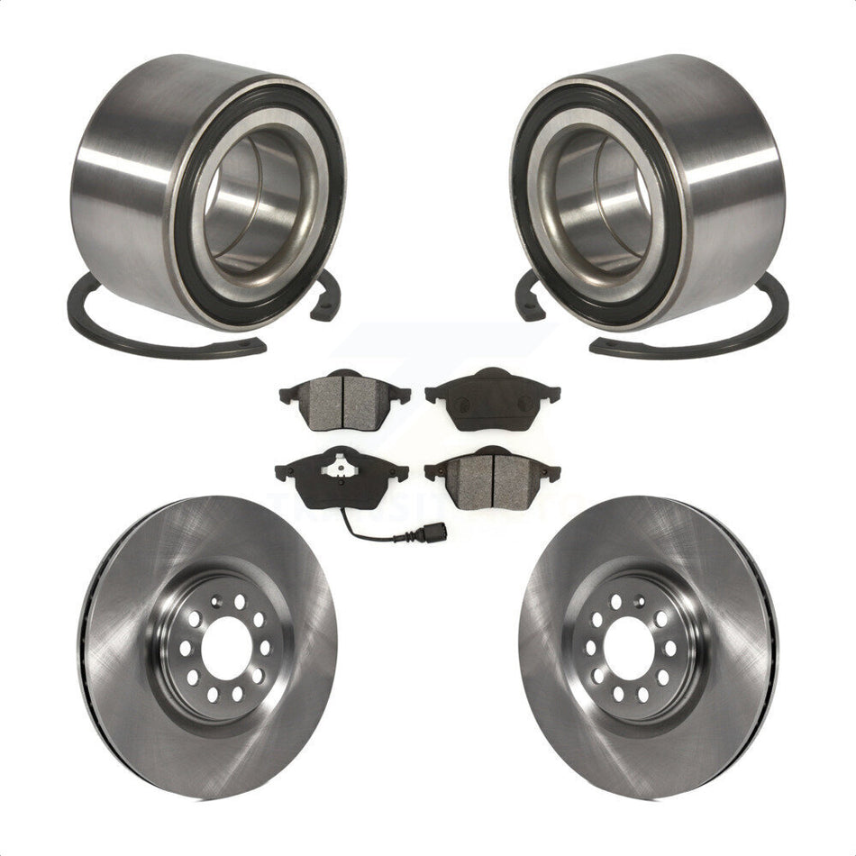Front Wheel Bearing With Disc Brake Rotors And Semi-Metallic Pads Kit For Volkswagen Jetta Audi Golf TT Quattro KBB-102545