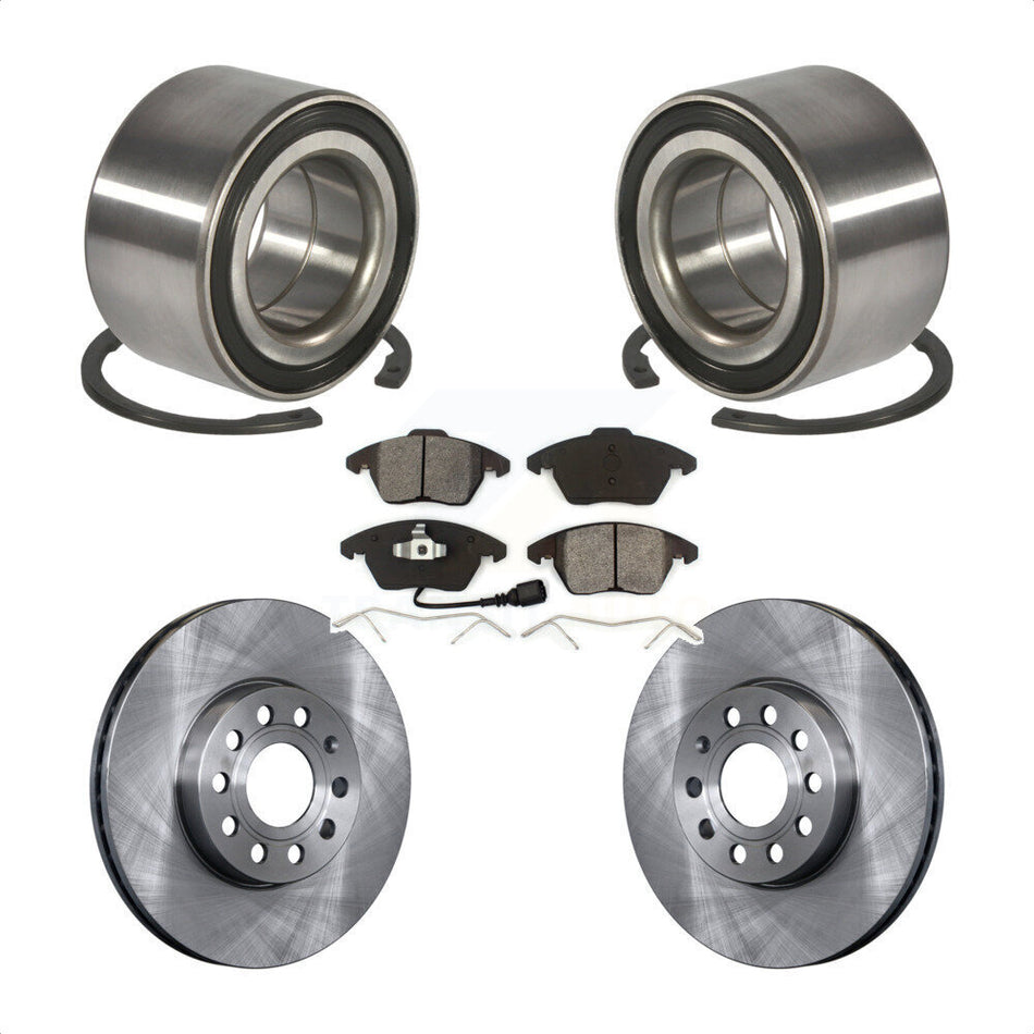 Front Wheel Bearing With Disc Brake Rotors And Semi-Metallic Pads Kit For 2005 Volkswagen Jetta 7th 8th Digit Of VIN Is "1K" 288mm Diameter Rotor KBB-102548