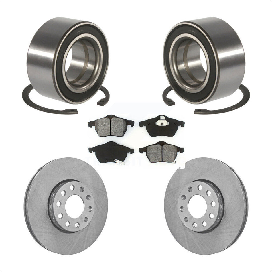 Front Wheel Bearing With Disc Brake Rotors And Semi-Metallic Pads Kit For Volkswagen Passat Audi A4 KBB-102555