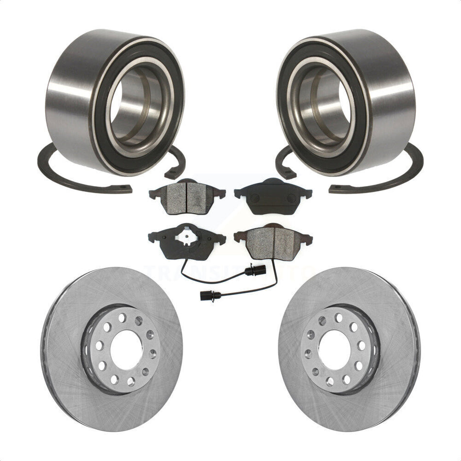 Front Wheel Bearing With Disc Brake Rotors And Semi-Metallic Pads Kit For Volkswagen Passat Audi A4 Quattro KBB-102556