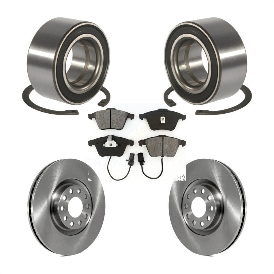 Front Wheel Bearing With Disc Brake Rotors And Semi-Metallic Pads Kit For 2001-2005 Audi Allroad Quattro Single Piston Caliper KBB-102557