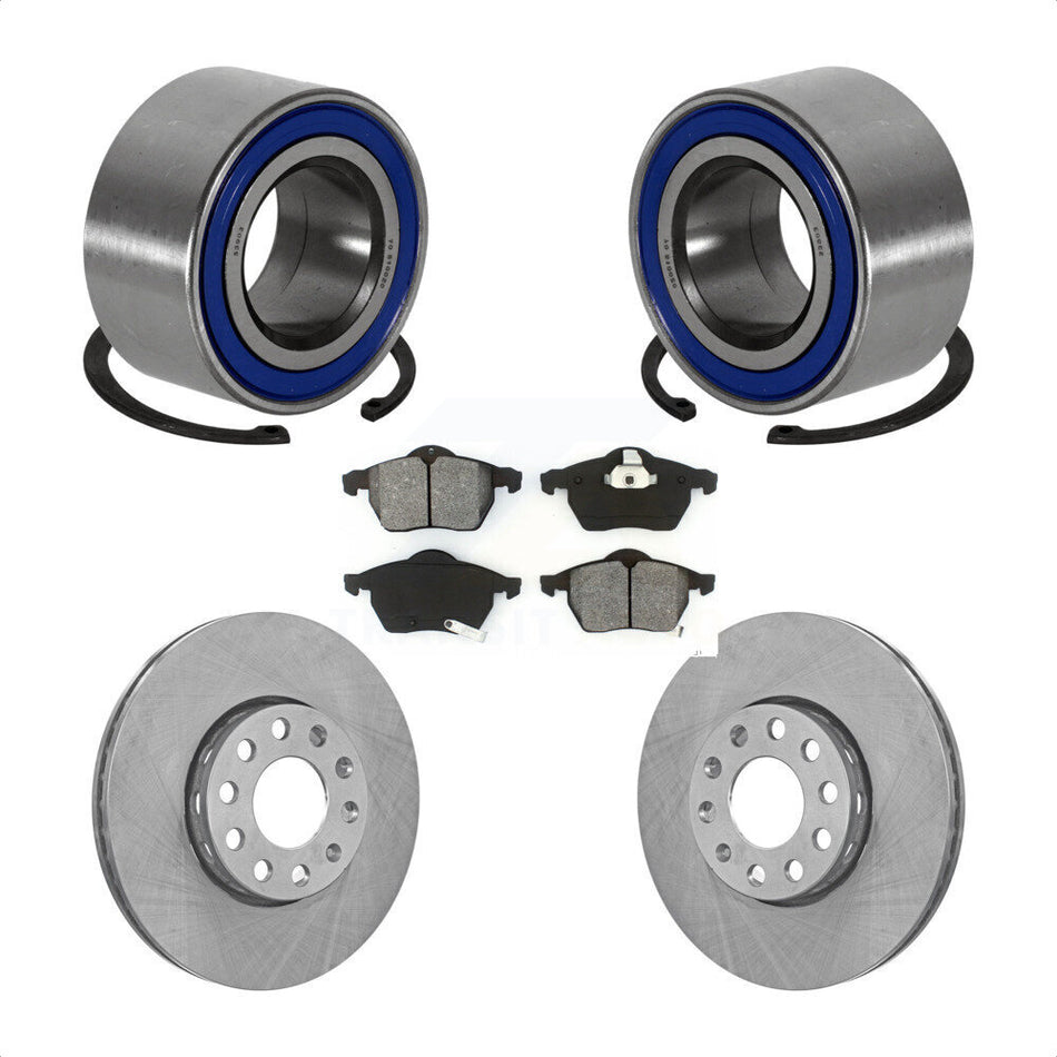 Front Wheel Bearing With Disc Brake Rotors And Semi-Metallic Pads Kit For Volkswagen Passat Audi A4 KBB-102559