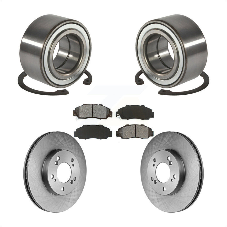 Front Wheel Bearing With Disc Brake Rotors And Semi-Metallic Pads Kit For 1997-2001 Acura Integra Type R KBB-102564