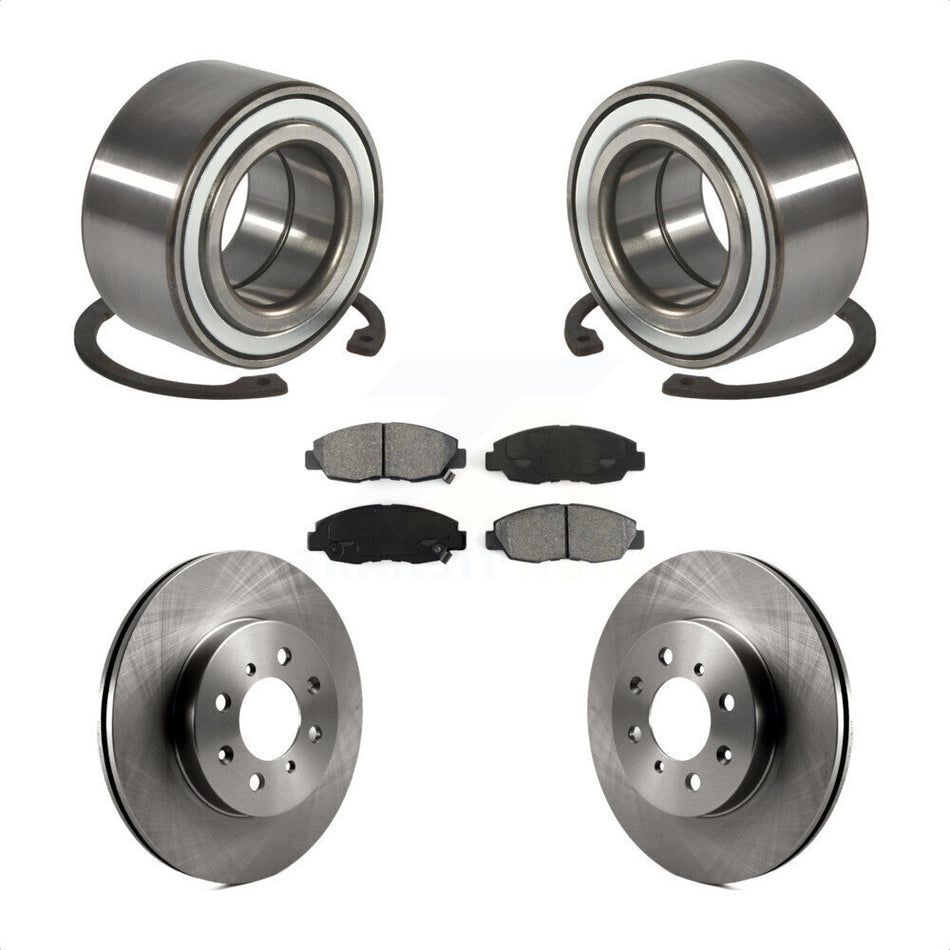 Front Wheel Bearing With Disc Brake Rotors And Semi-Metallic Pads Kit For Honda Civic Acura EL KBB-102567