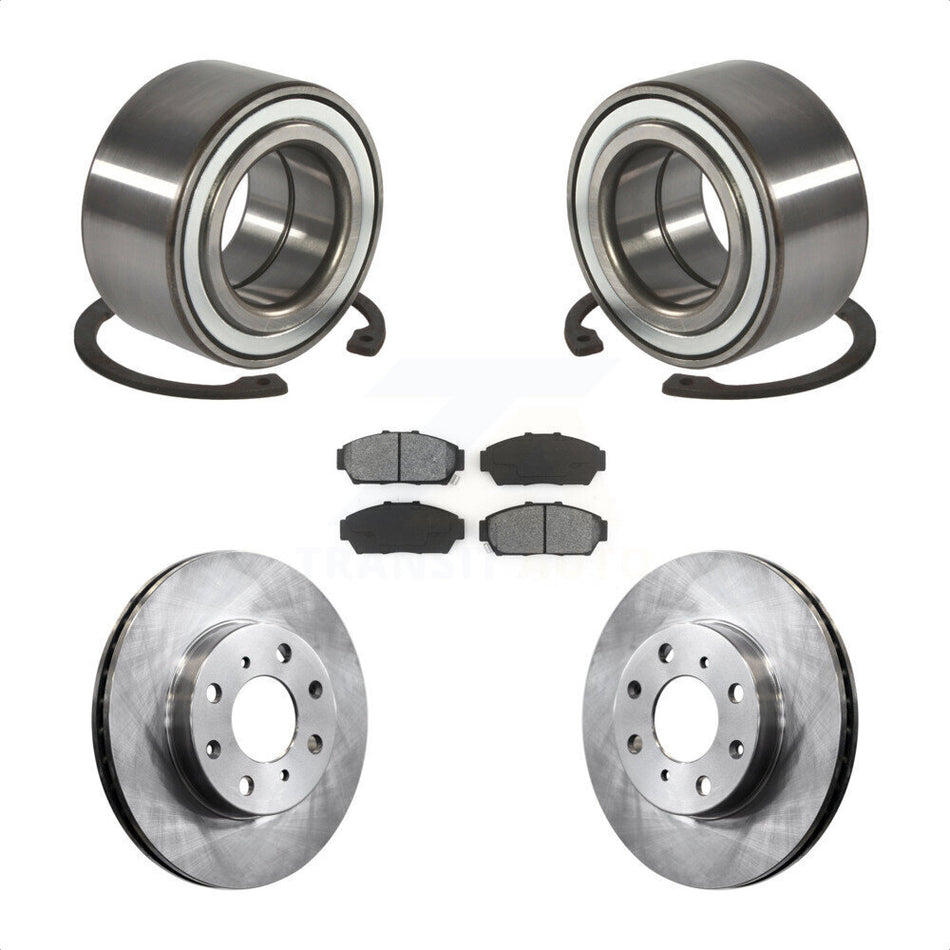 Front Wheel Bearing With Disc Brake Rotors And Semi-Metallic Pads Kit For 1994-1995 Honda Civic EX with Sedan Non-ABS KBB-102572