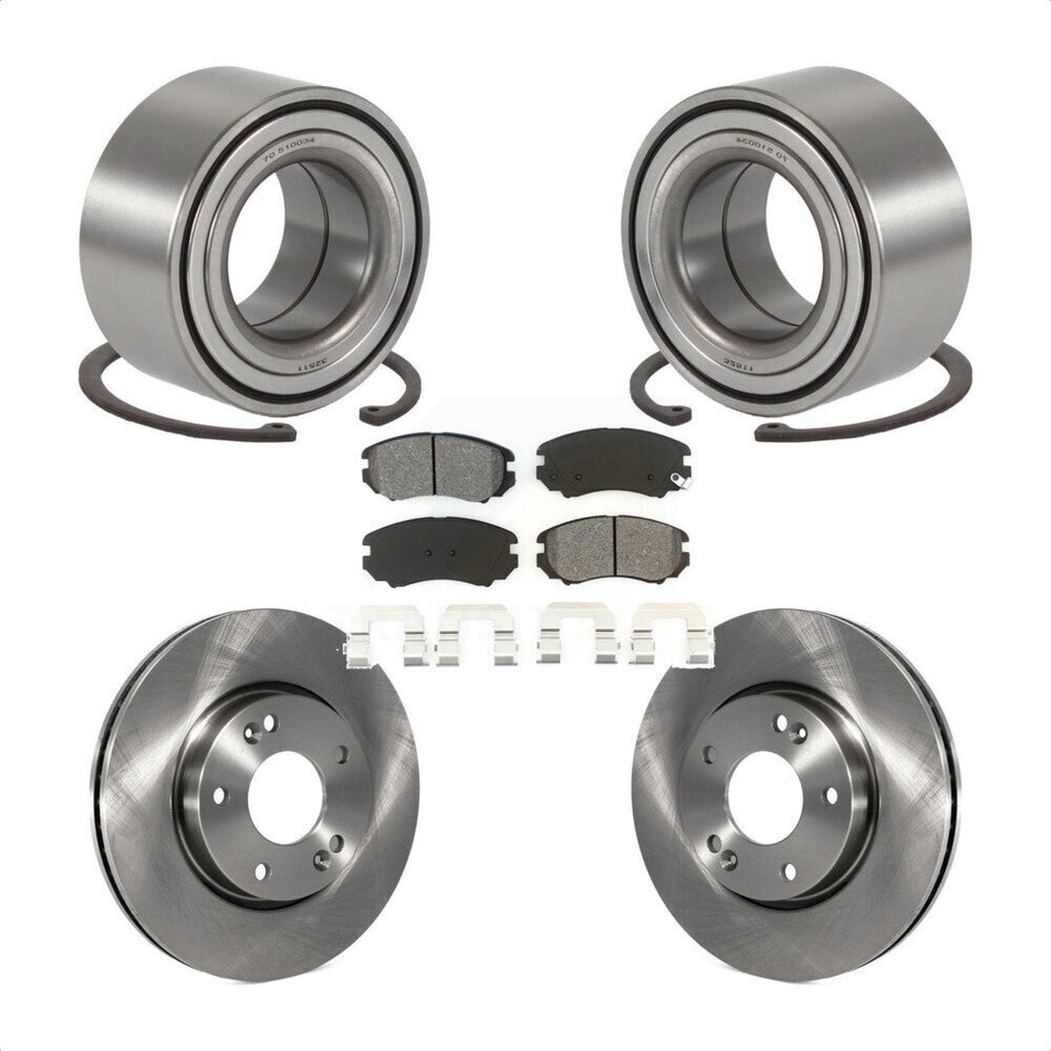 Front Wheel Bearing With Disc Brake Rotors And Semi-Metallic Pads Kit For Hyundai Sonata Kia Sportage Tucson Optima Magentis KBB-102576