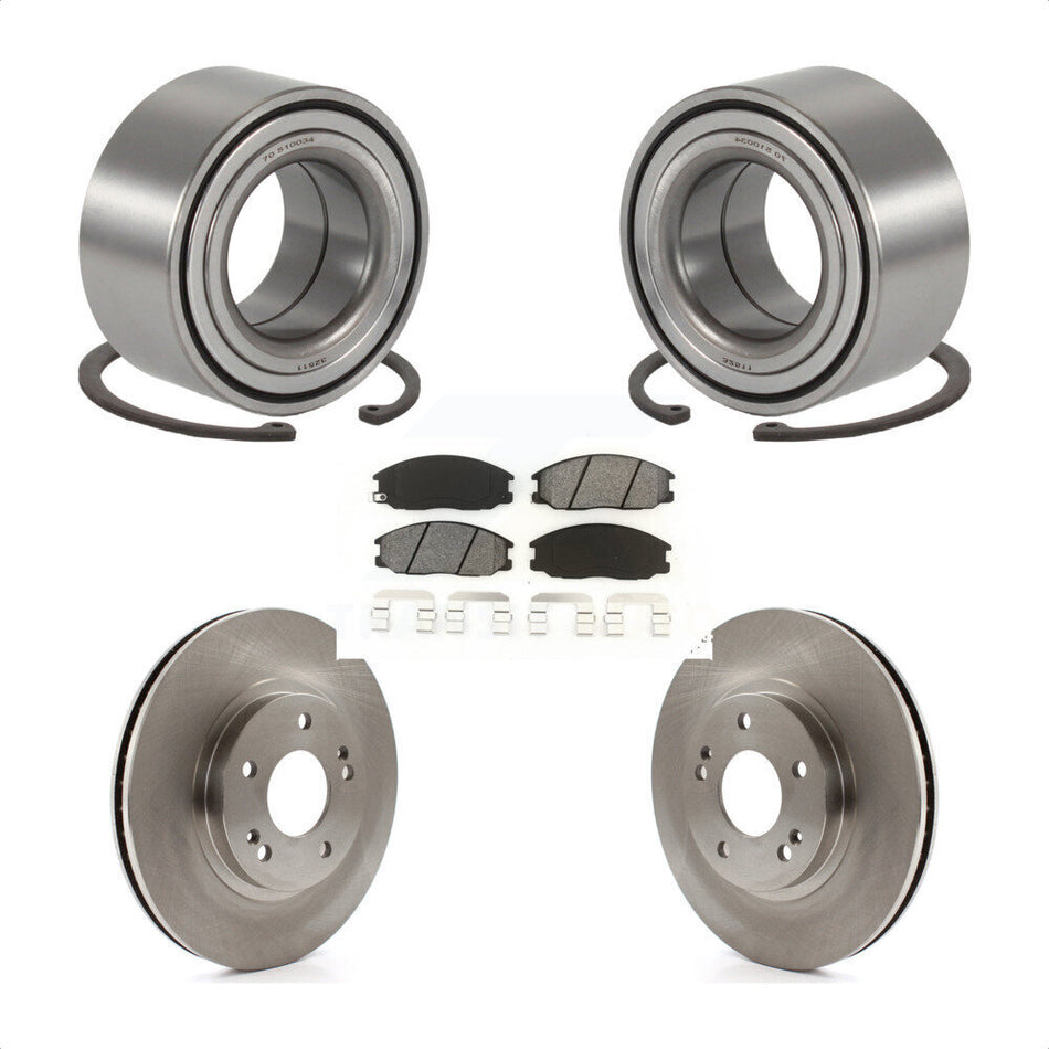 Front Wheel Bearing With Disc Brake Rotors And Semi-Metallic Pads Kit For 2001-2006 Hyundai Santa Fe 294mm Diameter Rotor KBB-102578