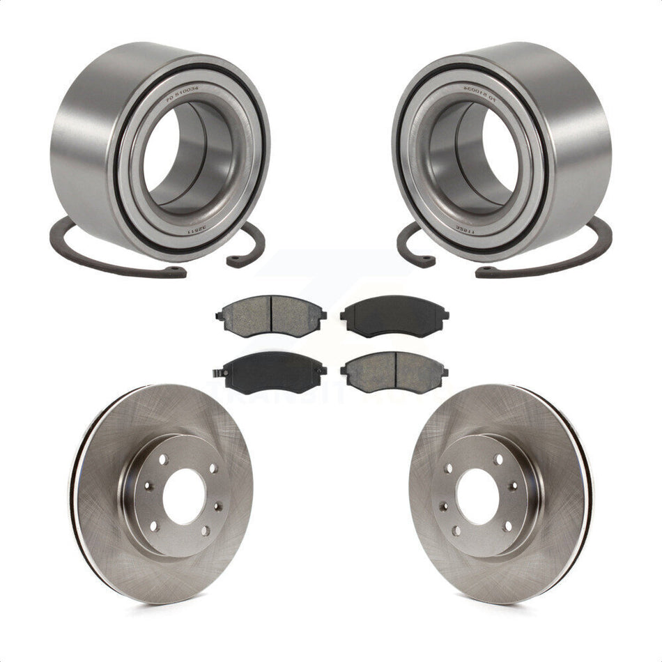 Front Wheel Bearing With Disc Brake Rotors And Semi-Metallic Pads Kit For 2004 Hyundai Sonata To 09 03 KBB-102582